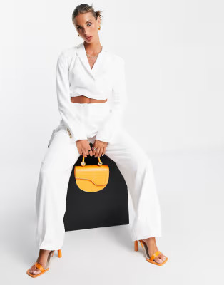 ASOS EDITION pleat front trouser in ivory | ASOS (Global)