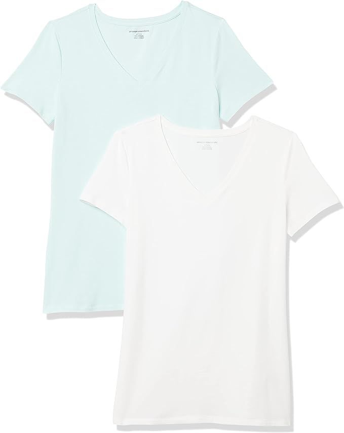 Amazon Essentials Women's 2-Pack Classic-Fit Short-Sleeve V-Neck T-Shirt | Amazon (US)