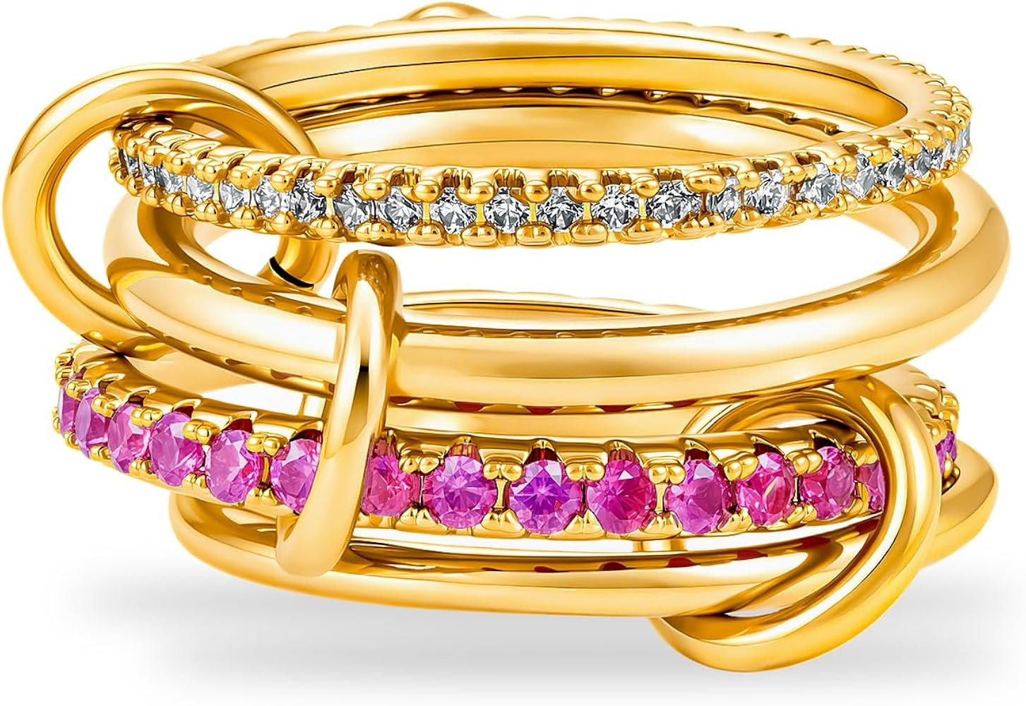 Cicy Bell Interlocking Ring for Women 18k Gold Plated CZ Stack Ring Set | Amazon (US)