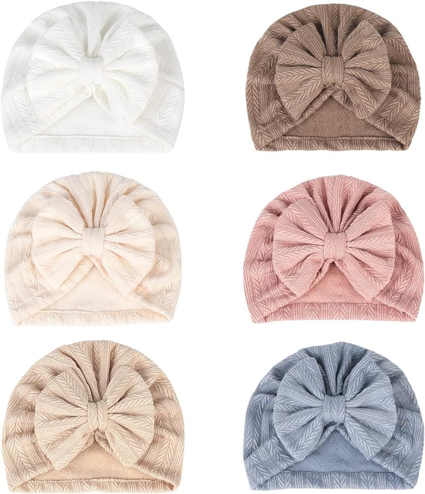 SEAUR - Turban Hat for Baby Newborn Hospital Hat Baby Head Wraps Infant Girl Beanie Hat with Bow ... | Amazon (CA)