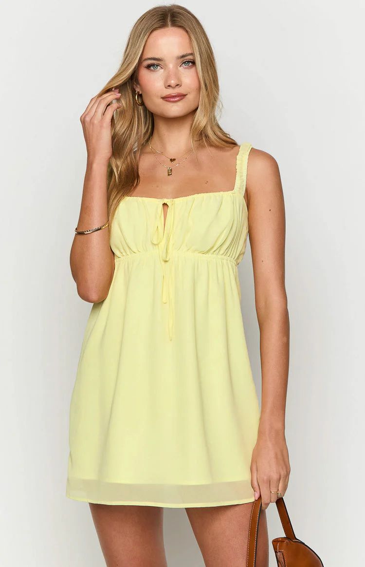 Brooke Yellow Mini Dress | Beginning Boutique (US)