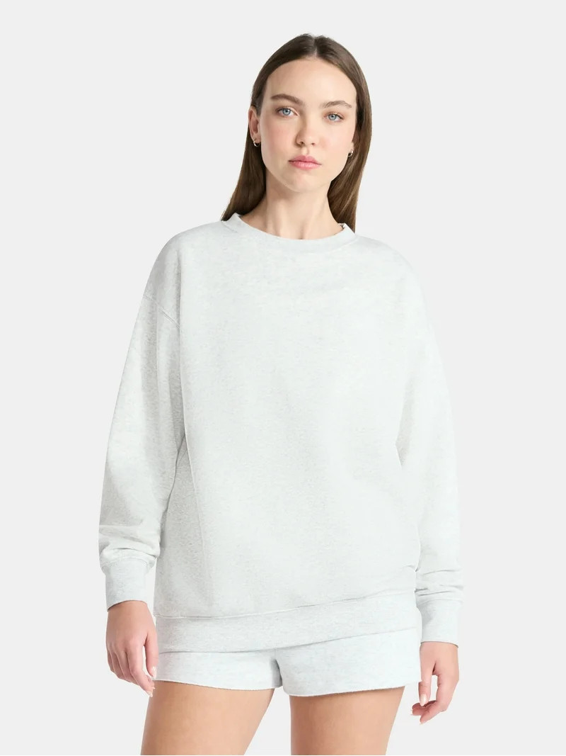 No Boundaries Fleece Oversized Sweatshirt with Long Sleeves, Women’s | Walmart (US)