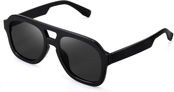 FEISEDY Vintage Aviator Sunglasses Double Bridge Women Men Large Square Thick Frame Trendy Eyewea... | Amazon (US)