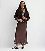 Lace Trim Satin Bias Maxi Skirt | LOFT