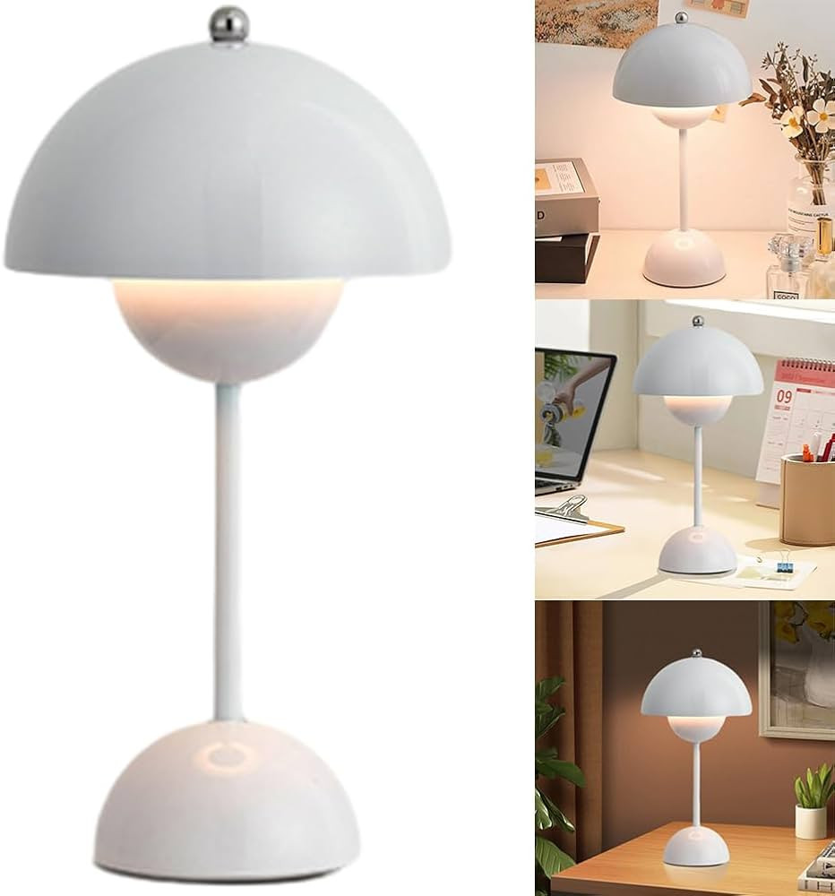 Modern Mushroom Table Lamp, 3 Colors Dimmable Mushroom Desk Lamp, Cordless Touch Button Nordic Mi... | Amazon (US)