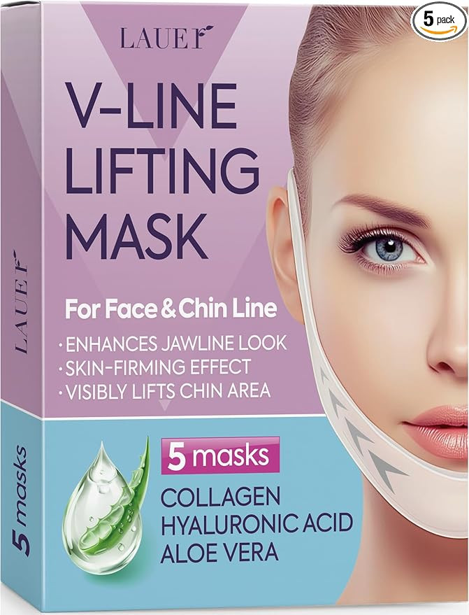 V Shaped Contouring Face Mask Line Shaping Lifting Belt Neck Reduction Jawline Shaper Lift Up Tap... | Amazon (US)
