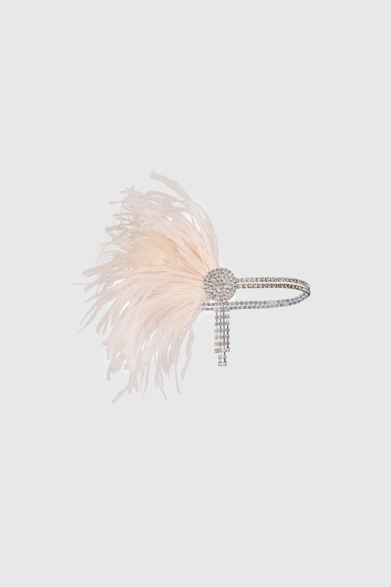 Shop 1920s Headpieces - Feather Rhinestone Headpiece | BABEYOND | BABEYOND