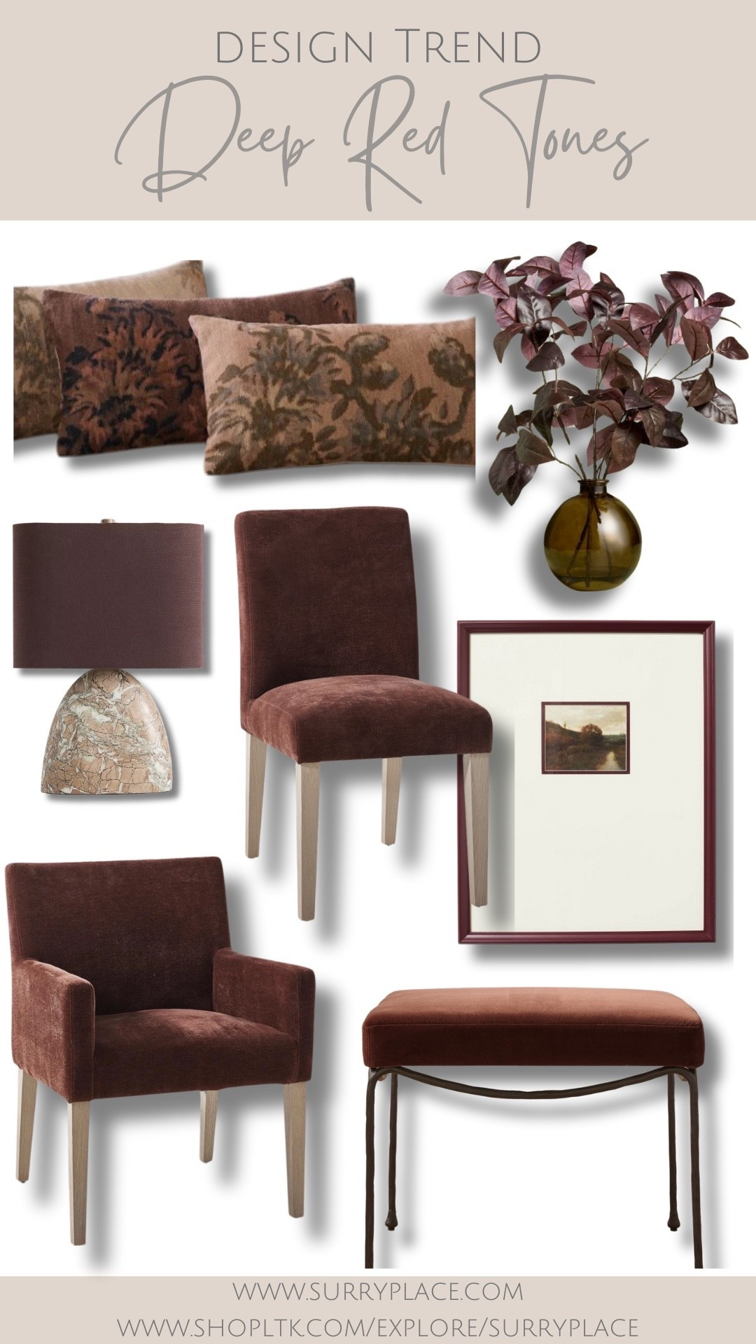 Deep red tones trending for fall

#LTKHome