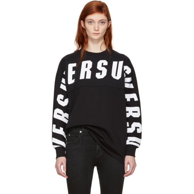 Versus - Black Oversize Logo Sweatshirt | SSENSE 