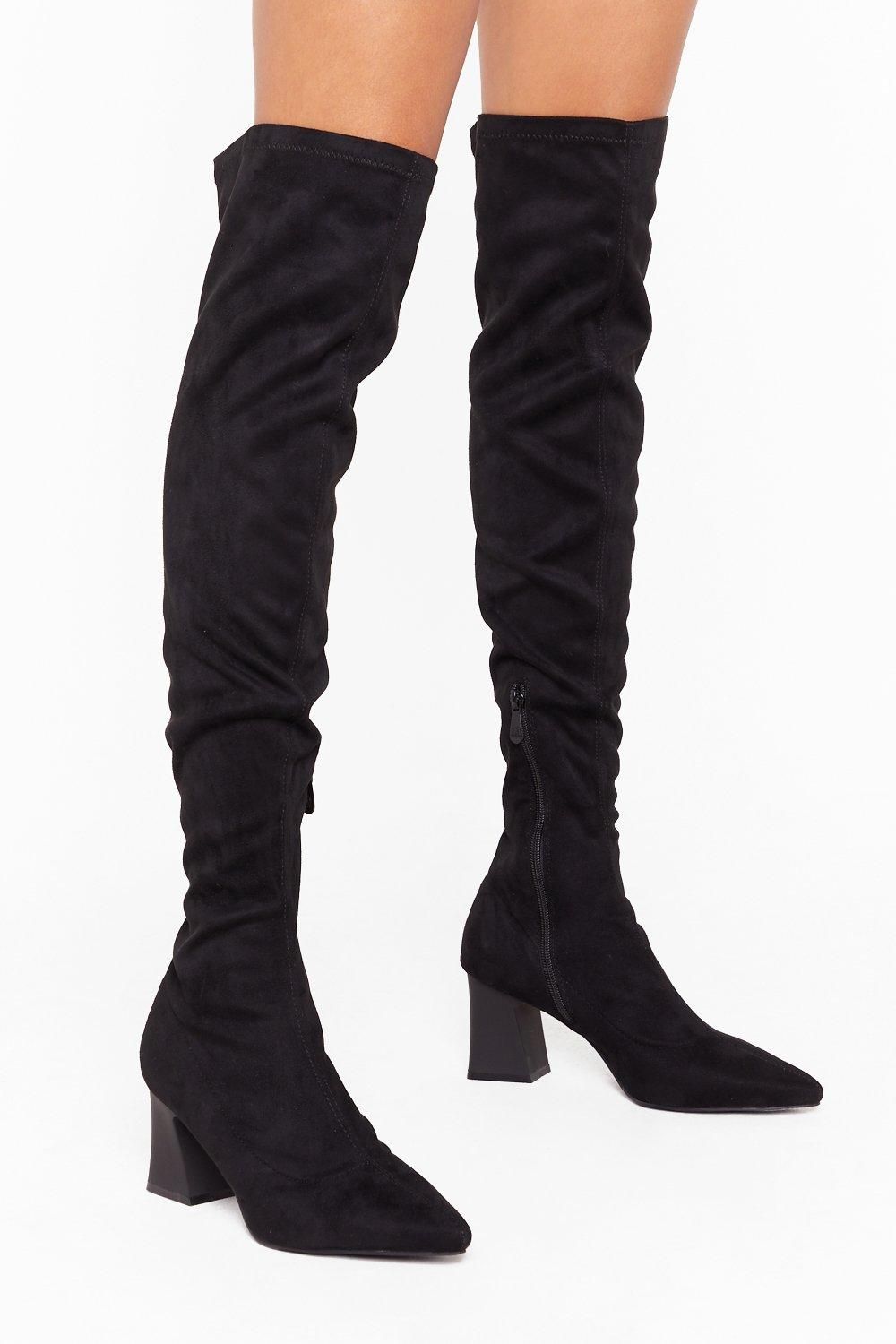 Womens This Ain't Over-the Knee Faux Suede Boots - Black | NastyGal (US & CA)
