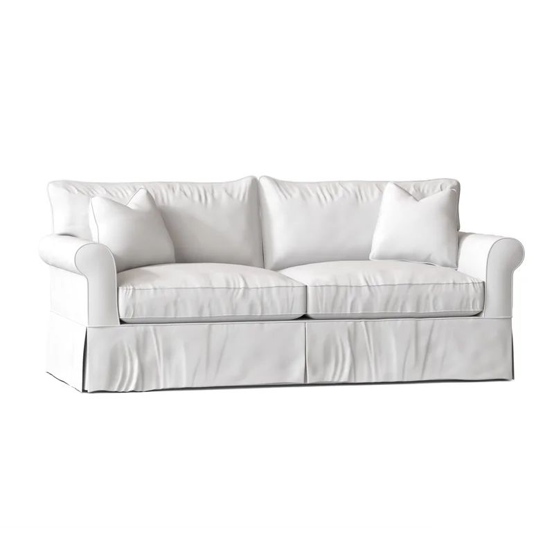 Amari 84" Rolled Arm Slipcovered Sleeper Sofa with Reversible Cushions | Wayfair North America
