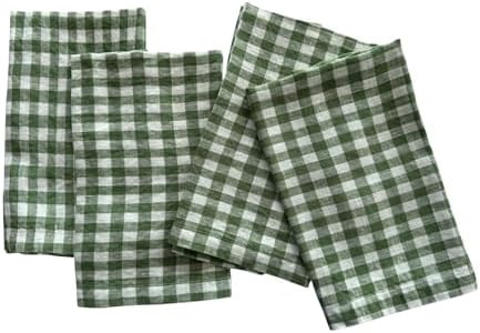 Linen Napkins – 100% French Flax – Stonewashed Pure Linen Cloth Napkins – Mitered Corners ... | Amazon (US)