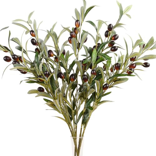 SzJias Artificial Olive Branches for Vases Faux Olive Branch Fake Branches Olive Stems for Vase Fake Olive Tree Branches (5 Branches, 28.7 inch/Each), Green, JS-OB-5 | Amazon (US)
