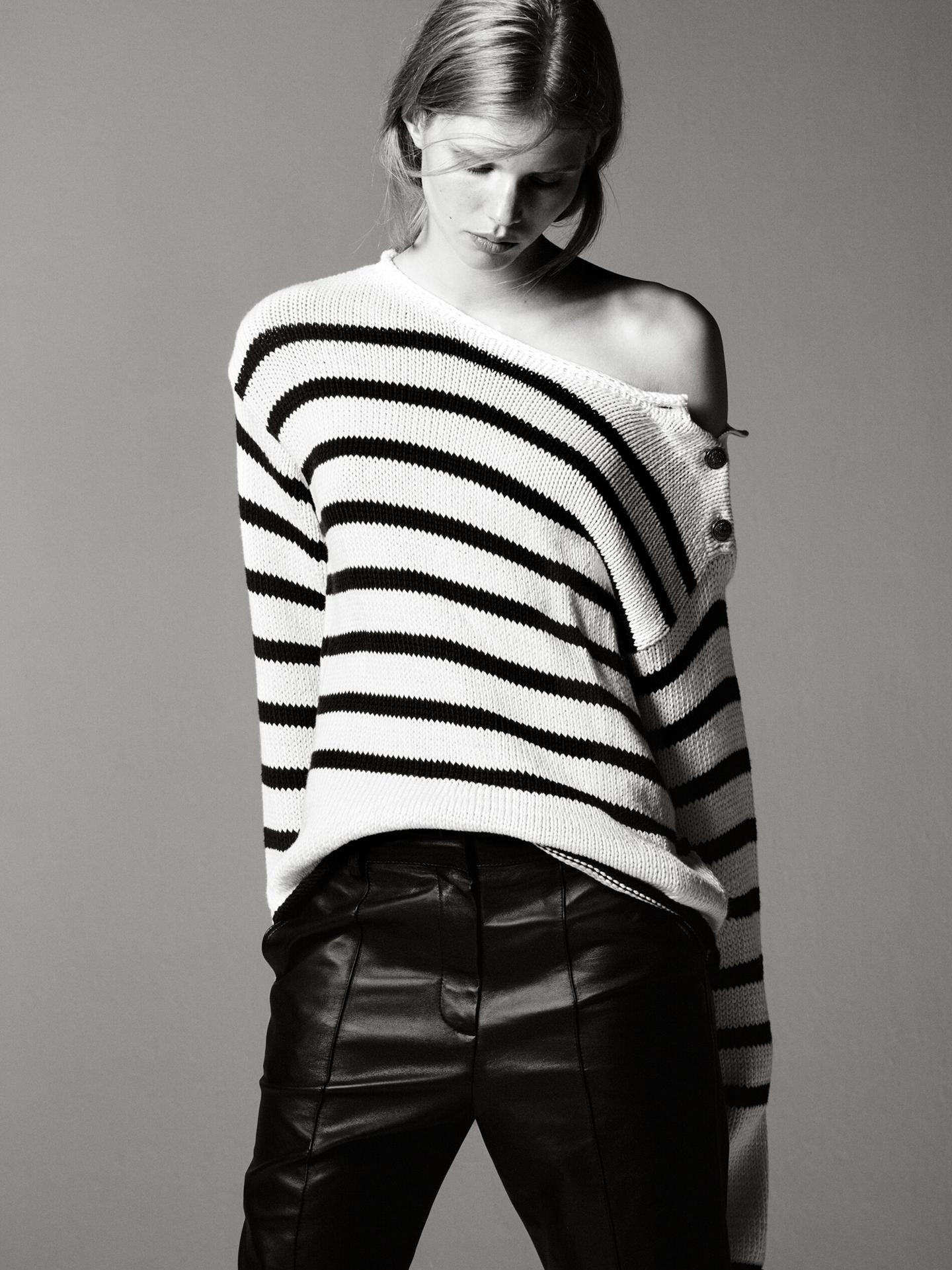 Striped cotton sweater | Massimo Dutti US