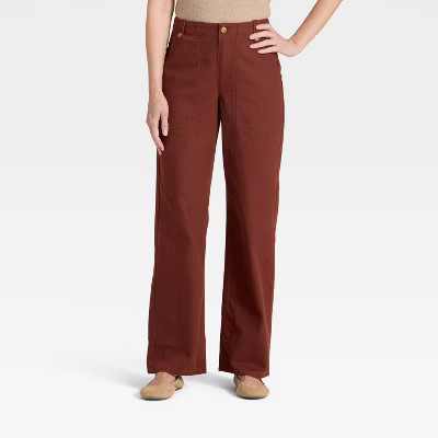Women's Mid-Rise Straight Leg Cargo Pants - Universal Thread™ Brown 12 | Target