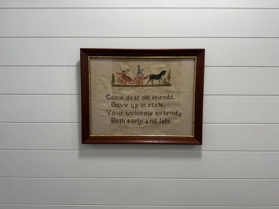 Vintage 1920s Framed Cross Stitch with Message of Welcome | Etsy (US)