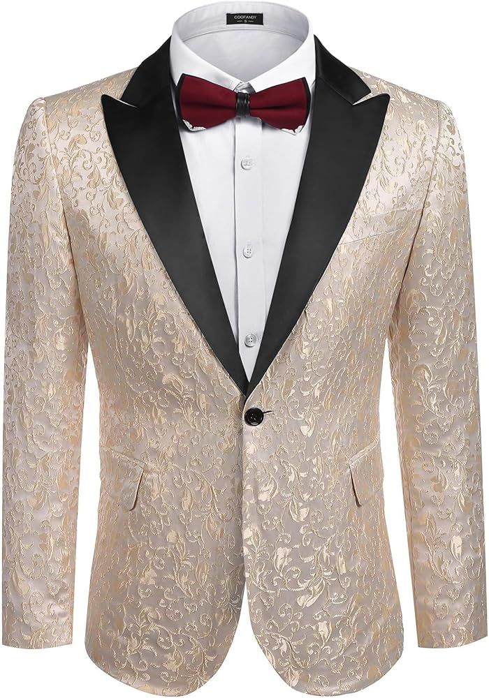 COOFANDY Mens Floral Blazer Suit Jacket Dinner Party Prom Wedding Stylish Tuxedo | Amazon (US)