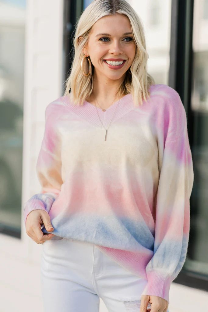 A Day In The Sun Pink Striped Sweater | The Mint Julep Boutique