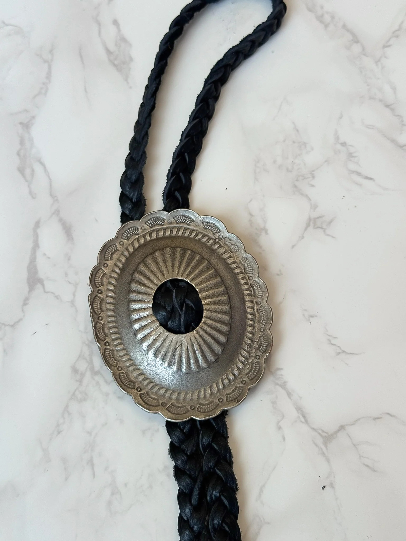 NEW!! Western Braided Sterling Silver Bolo Tie in Black | Glitzy Bella