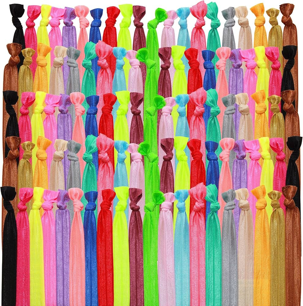 Hair Ties Pack of 100, Bright and Pastel Colors, Elastic Band, Ponytail Holders, Elastic Ribbon, ... | Amazon (US)