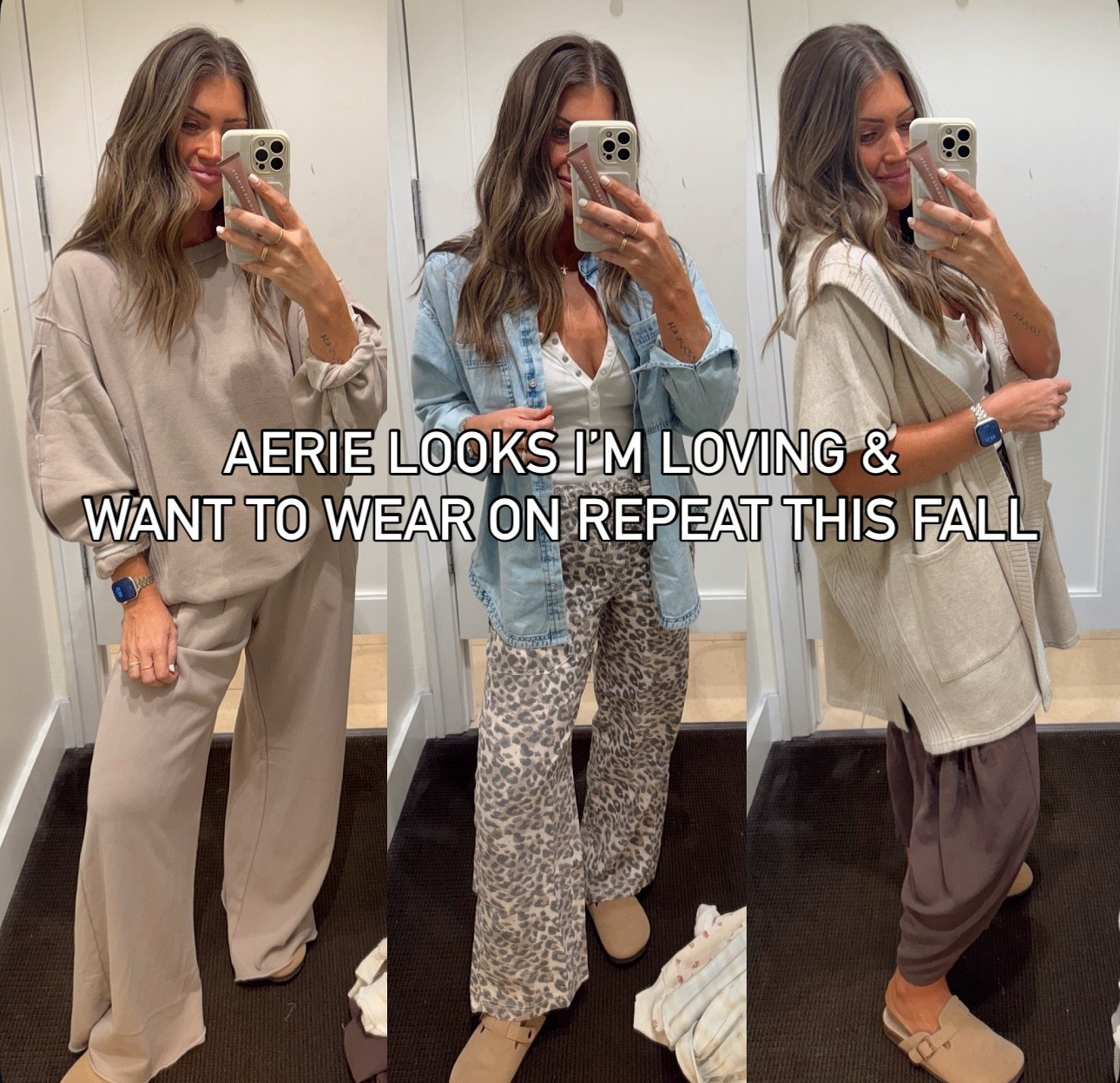 Code LTKFALLSALE at checkout gives you 20% off through midnight! I sized down in every item and recommend you go down, too… Aerie always runs big! I’m wearing XXS in almost every item. #falloutfits #traveloutfit #falltrip #fallbreak 

#ltkfindsunder100 #ltkfallsale #ltksalealert