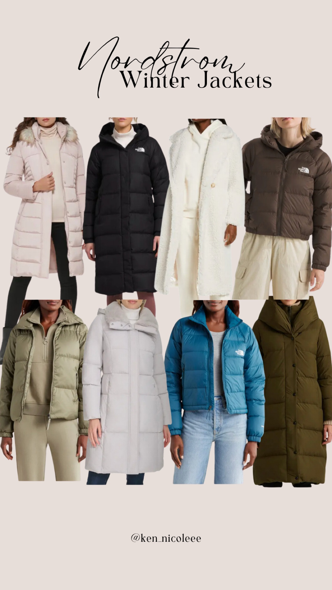 Winter jacket, winter coat, faux fur, hooded puffer coat, puffer coat, power down parka, knee length coat, hip length coat, quilted puffer coat, removable hood, down jacket, double breasted teddy coat, teddy coat, vuori, north face, Kenneth Cole New York, Ugg, lauren Ralph Lauren, Cole Haan 