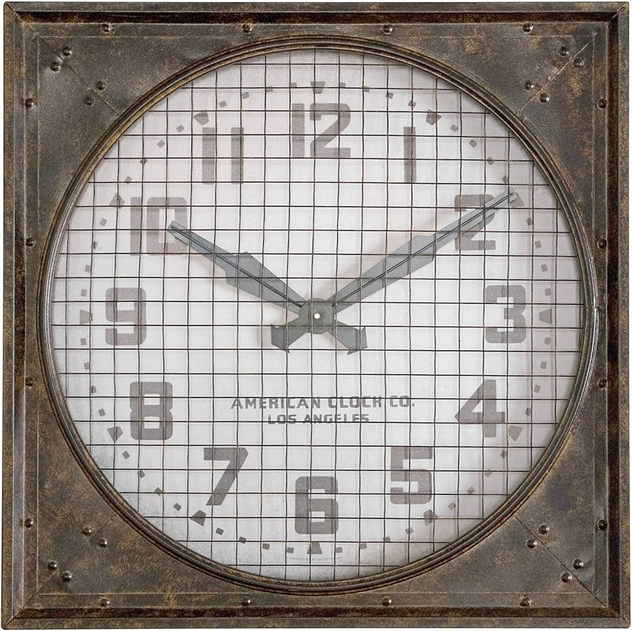 Uttermost 06083 Warehouse Wall Clock with Grill, 26.0" L x 26.0" W x 3.1" D, Brown/White | Amazon (US)