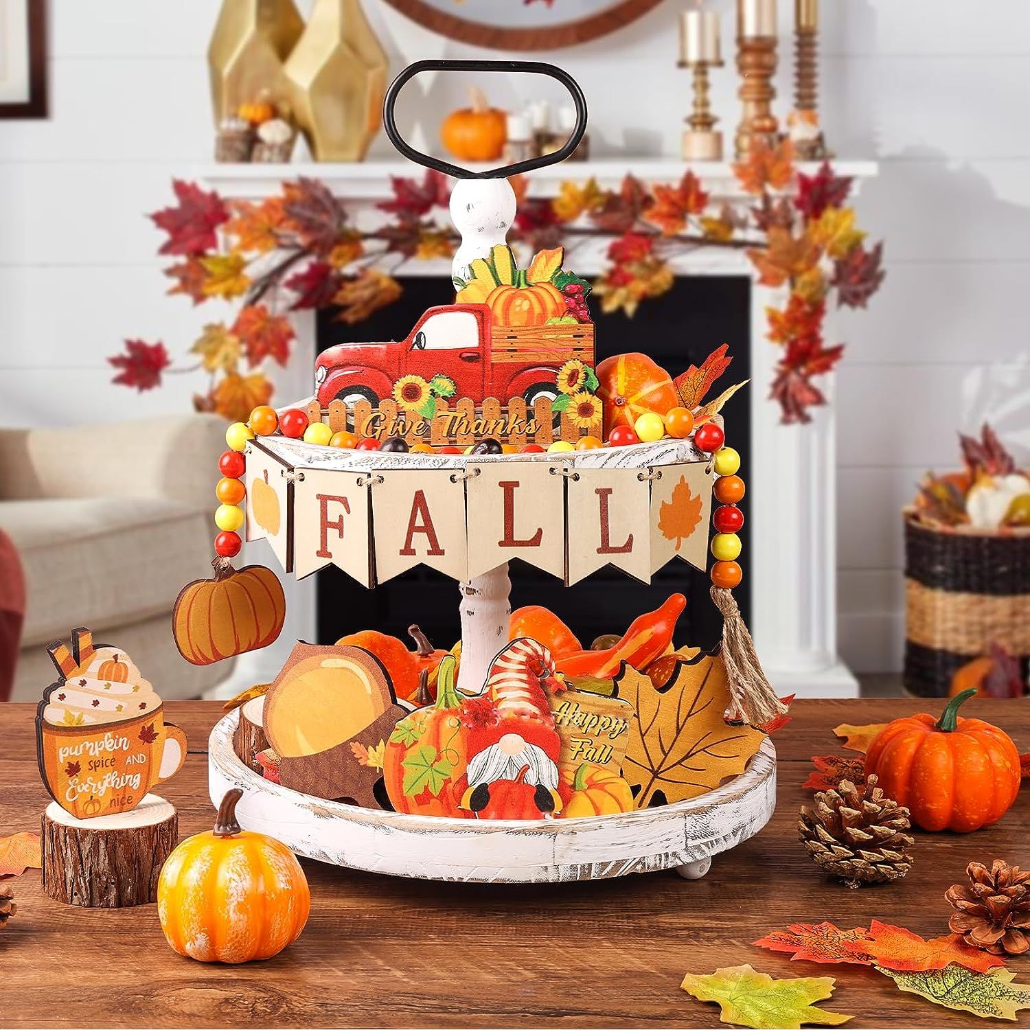 12pcs Fall Thanksgiving Decorations for Home, Fall Decor, Fall Tiered Tray Decor Set, Farmhouse D... | Walmart (US)