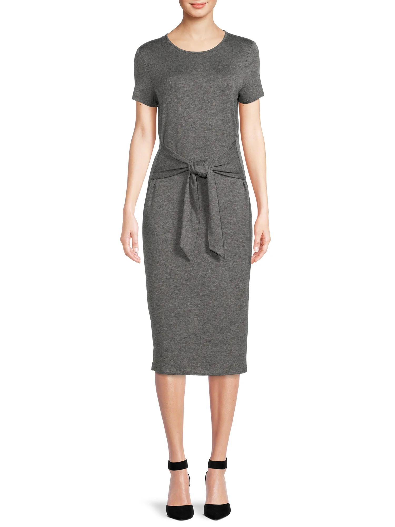 Time and Tru Women's Short Sleeve Tie Front Knit Dress - Walmart.com | Walmart (US)