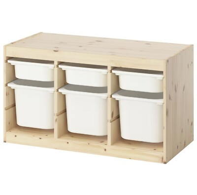 IKEA TROFAST Storage combination with boxes, light white stained pine/white NEW | eBay | eBay US