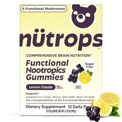 Nütrops By Grüns Sugar-Free Functional Nootropics for Brain Health Mushroom Gummies - 240g/12 Servings | Target