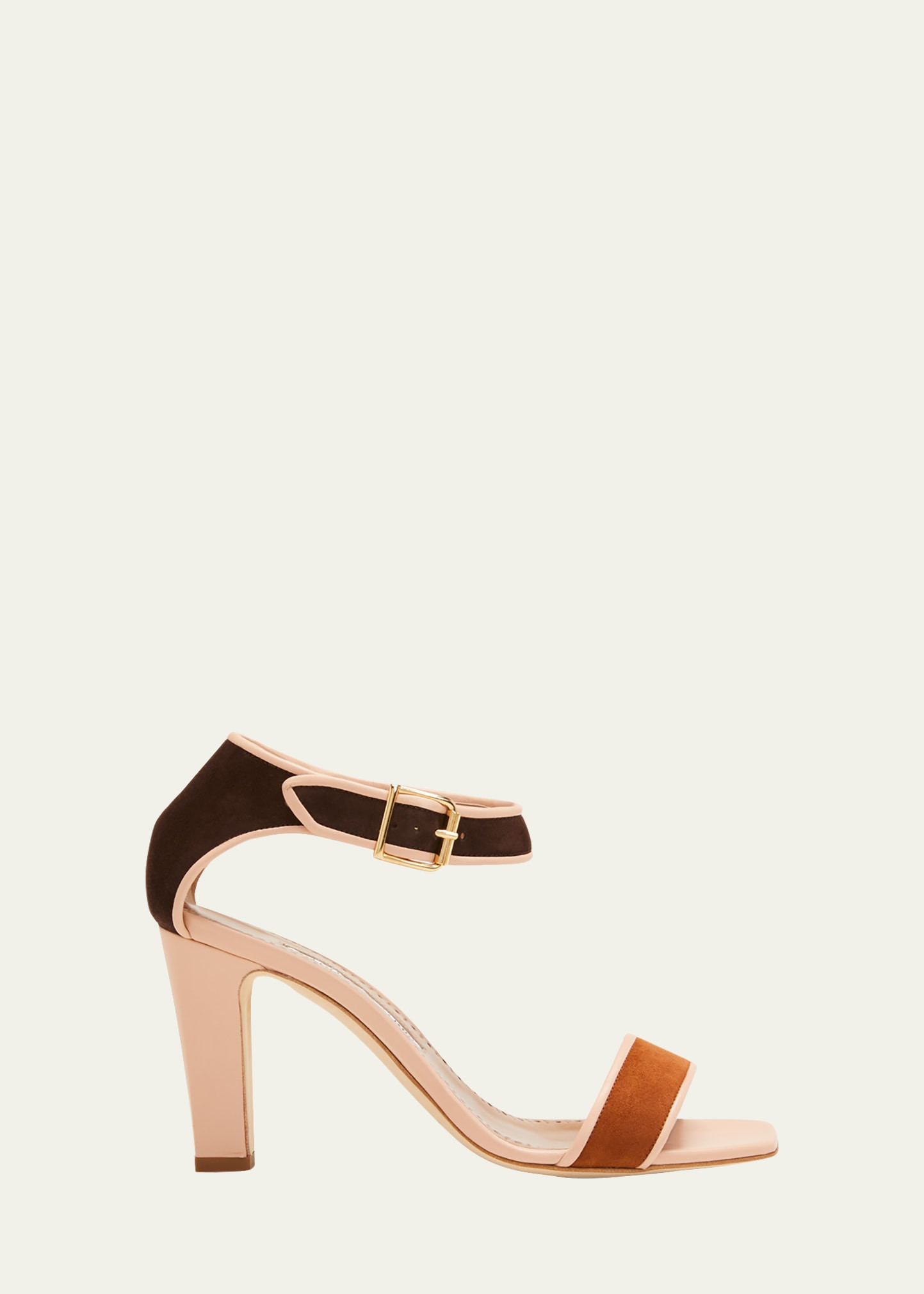 Manolo Blahnik Abiba Tricolor Ankle-Strap Heeled Sandals | Bergdorf Goodman