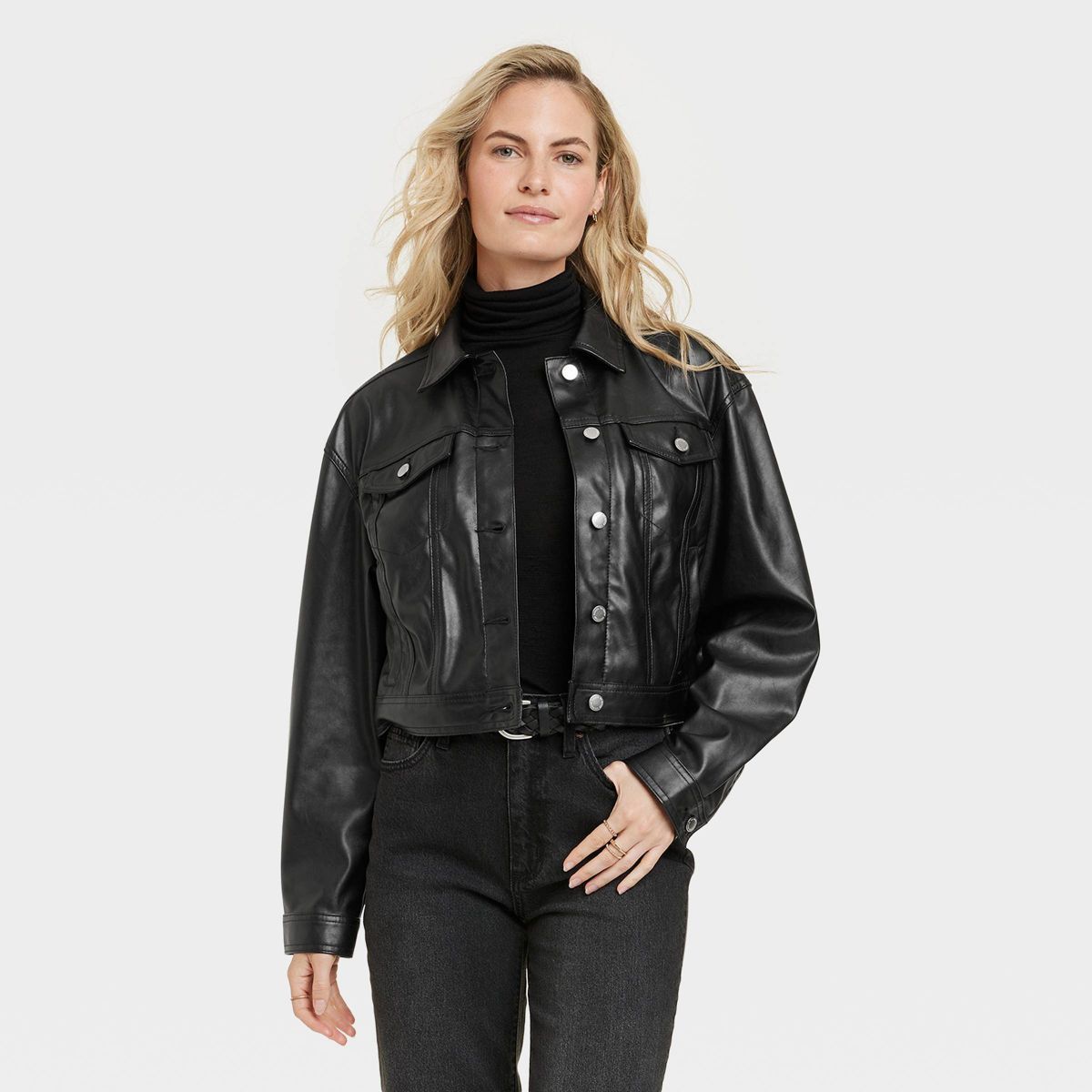 Women's Faux Leather Moto Jacket - Universal Thread™ Black | Target