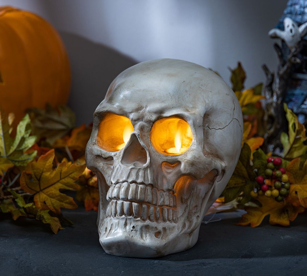 Skull Flickering Candle | Pottery Barn (US)