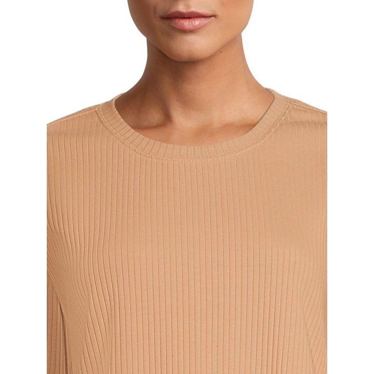 Time and Tru Knit Long Sleeve Crewneck Top | Walmart (US)