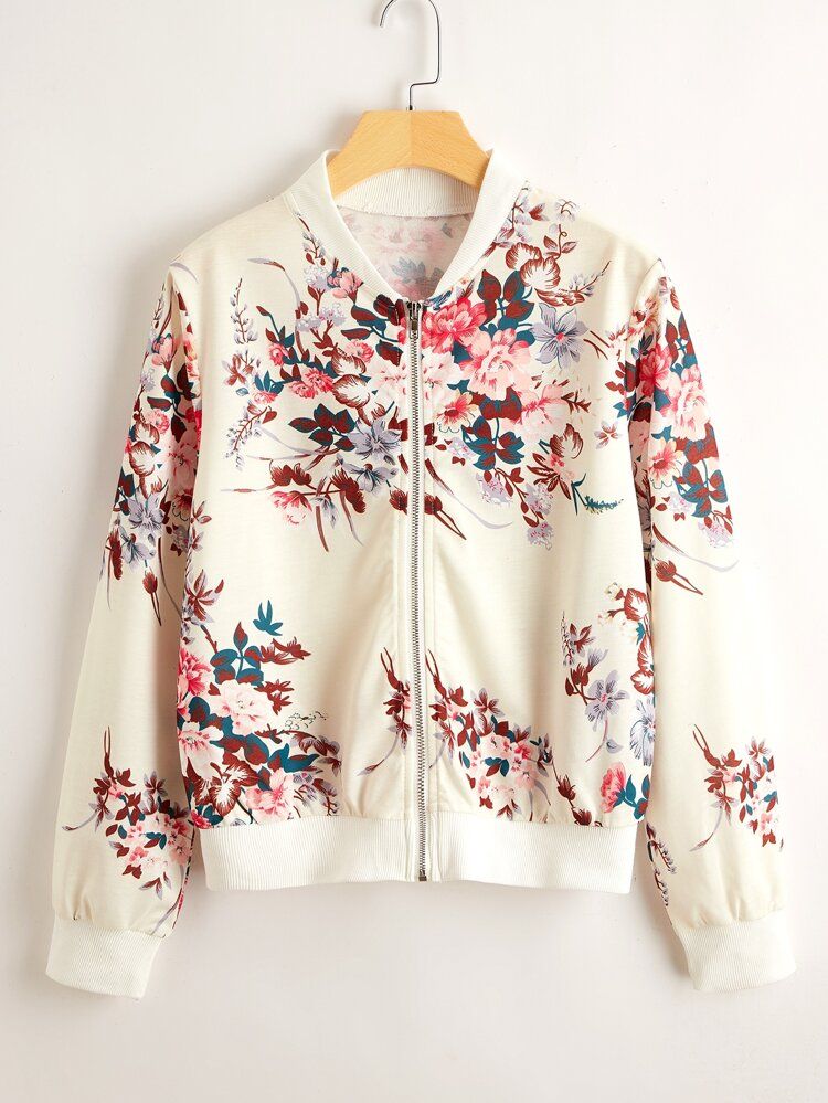Floral Print Zip-up Bomber Jacket | SHEIN