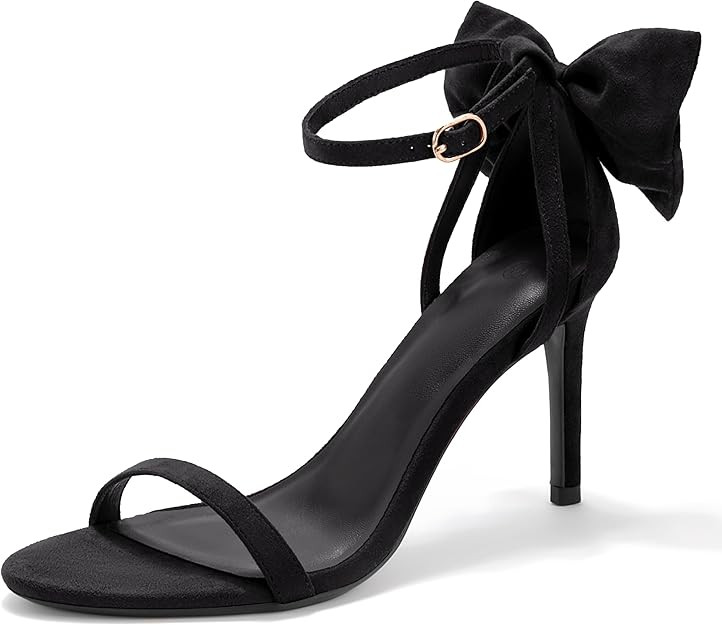 Coutgo Womens Ankle Strap High Heels Open Toe Stiletto Bow Tie Knot Heeled Sandals Fashion Weddin... | Amazon (US)