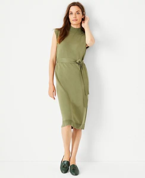 Mock Neck Belted Sweater Shift Dress | Ann Taylor (US)