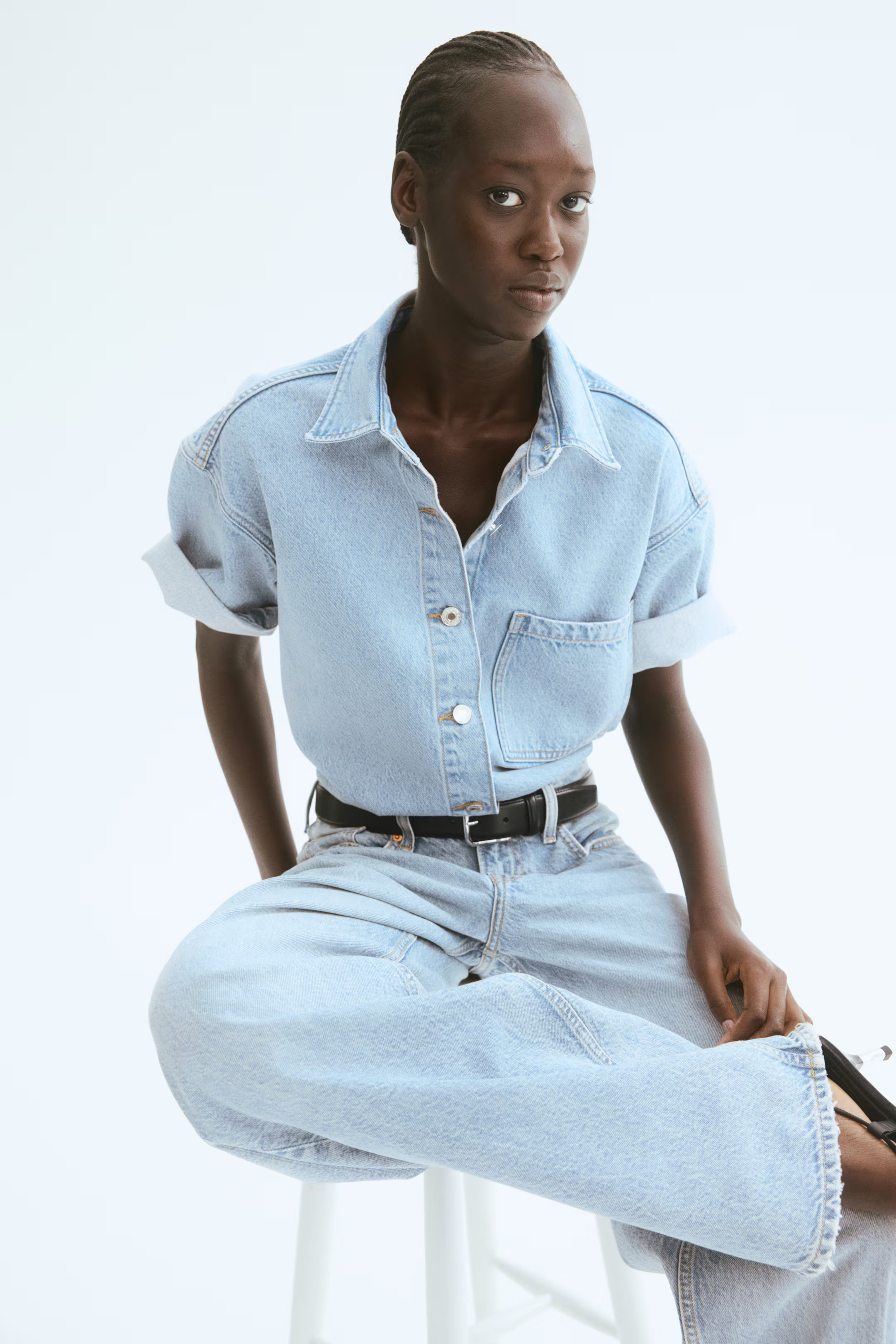 Oversized denim overhemdblouse | H&M (DE, AT, CH, NL, FI)