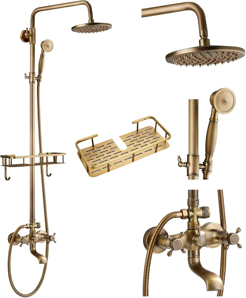 gotonovo Exposed Bathroom Shower Faucet Wall Mounted Shower System 8 Inch Shower Head and Tub Spo... | Amazon (US)