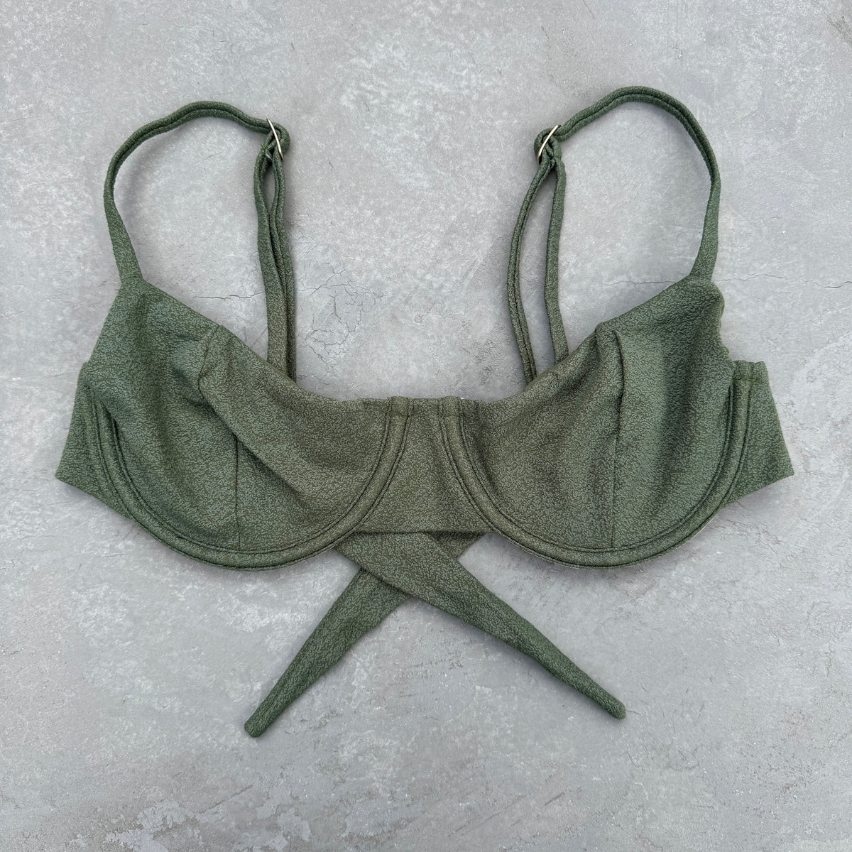 Seashore Textured Fern Green Lindy Bikini Top | MyBrazilianShop