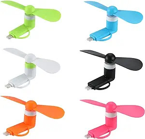 Mini Cell Phone Fan 2-in-1 Fan Compatible for iPhone, iPad, Android Smartphone,Tablet - Colorful ... | Amazon (US)