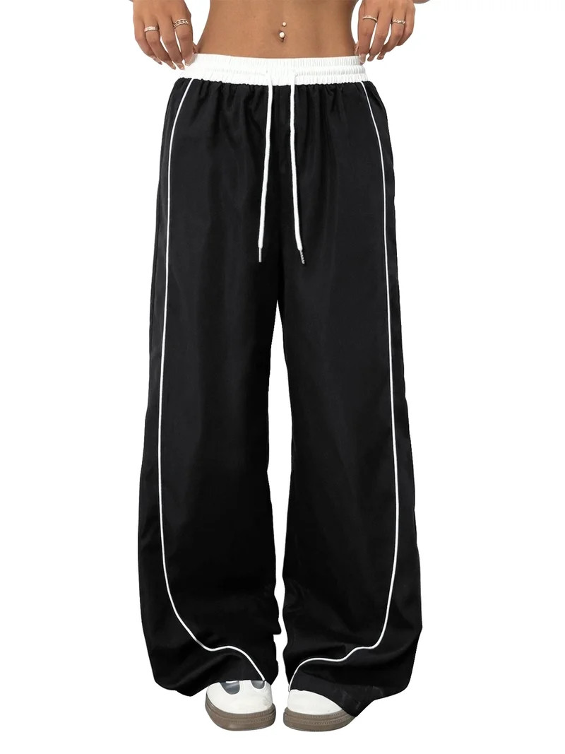 Women's Wide Leg Track Pants with Pockets, High Waisted Drawstring Sweatpants, Side Stripe Casual... | Walmart (US)