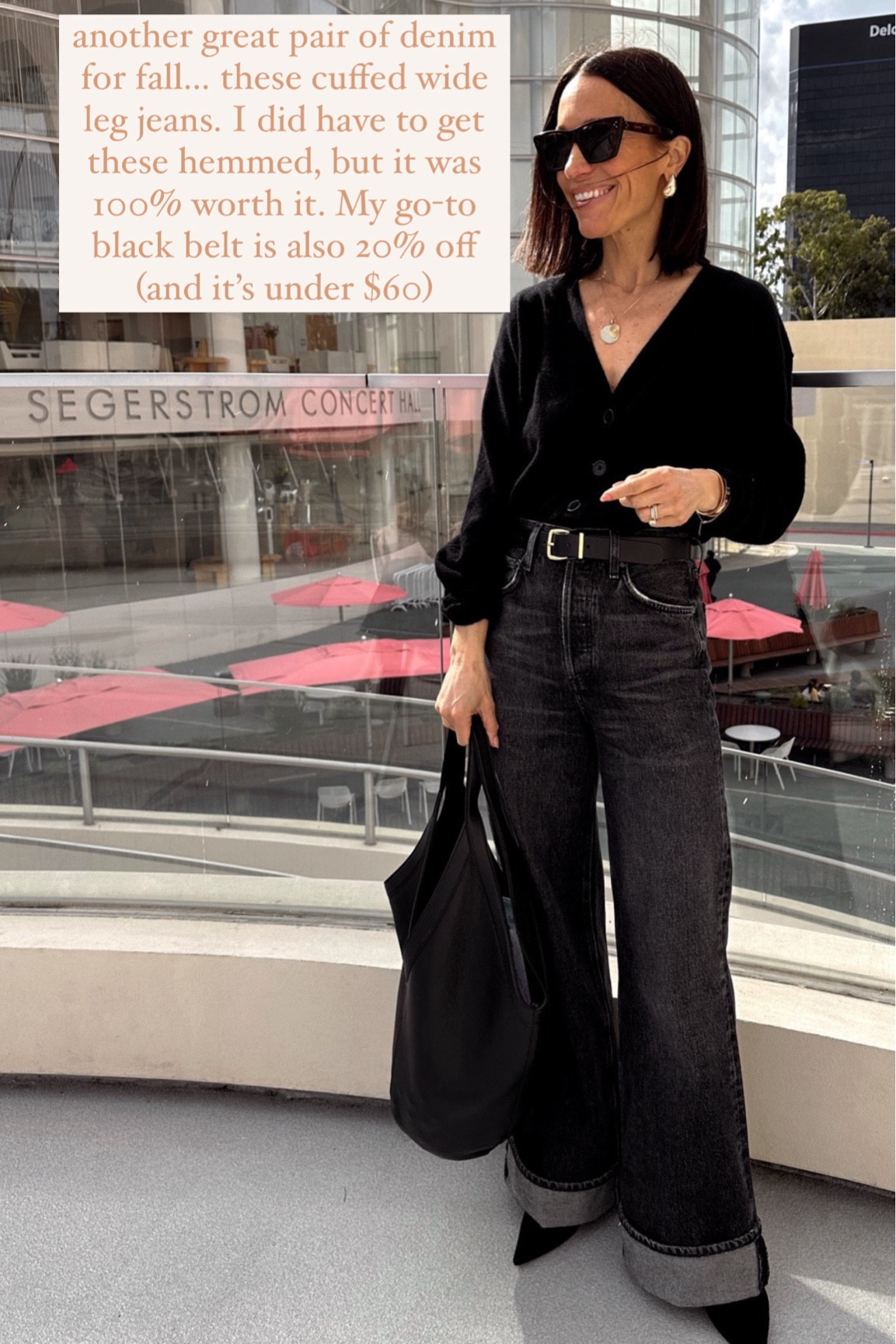 20% off my favorite basic black belt and wide legged cuff jeans 

#LTKOver40