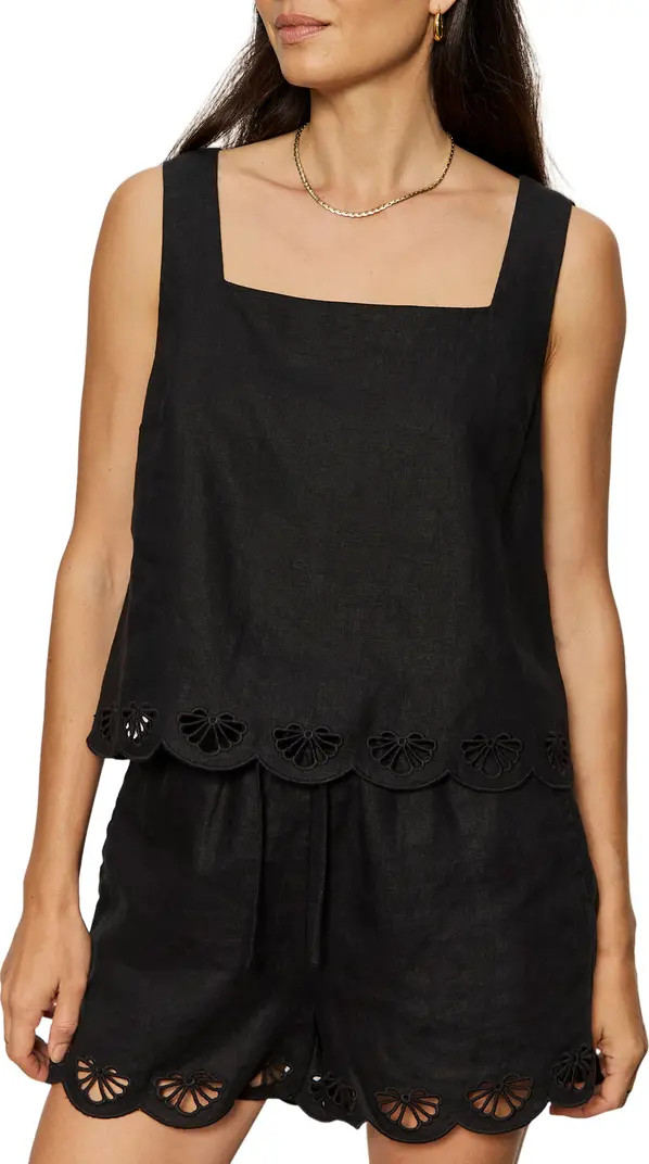 Almost There Scallop Hem Sleeveless Linen Top | Nordstrom