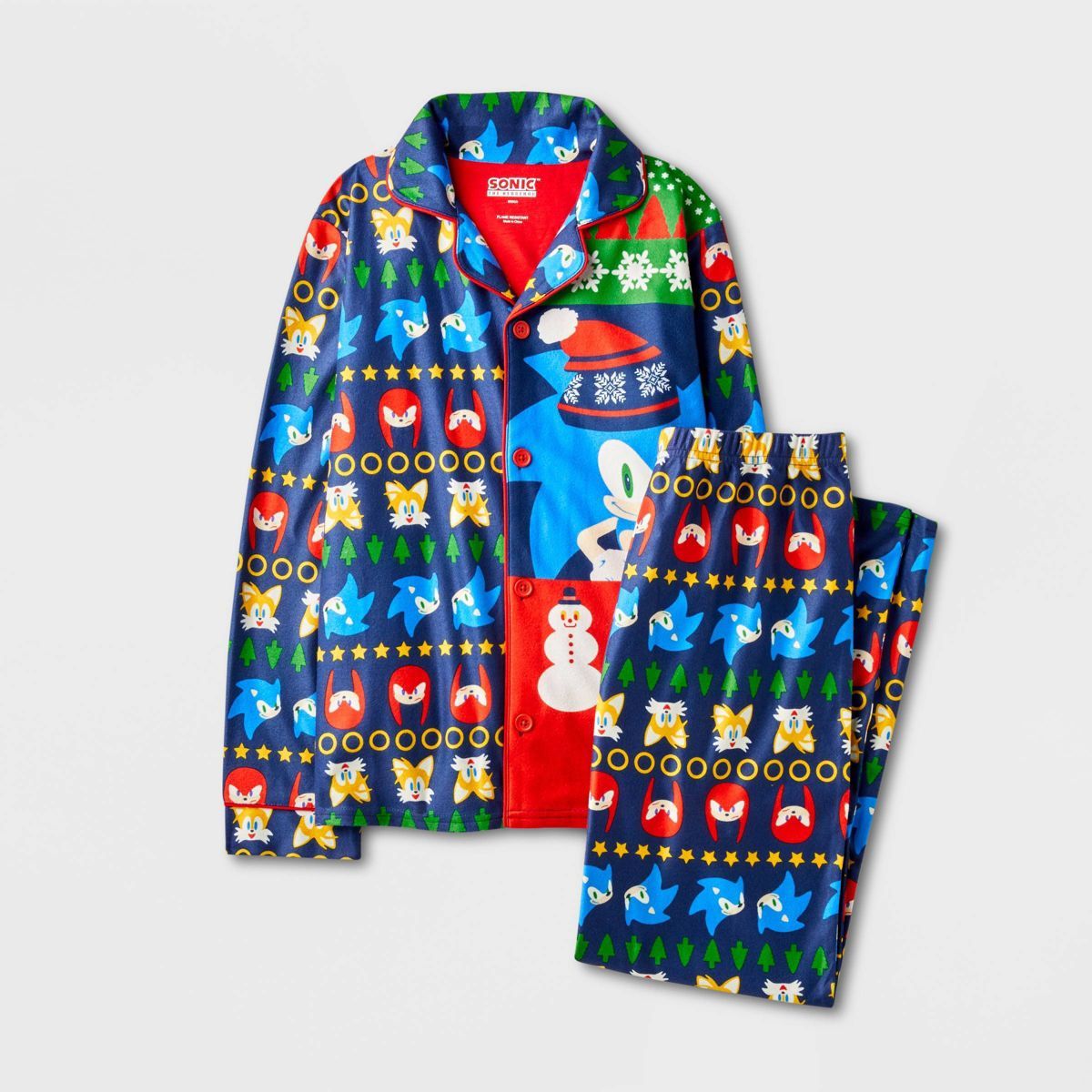 Boys' Sonic the Hedgehog Coat Pajama Set - Navy Blue | Target