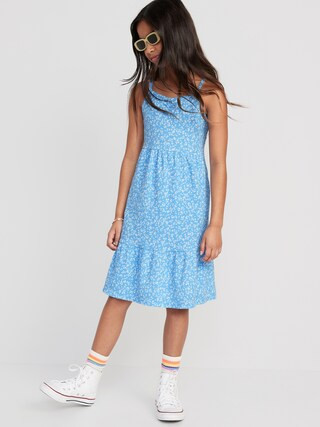 Sleeveless Printed Rib-Knit Swing Dress for Girls | Old Navy (US)
