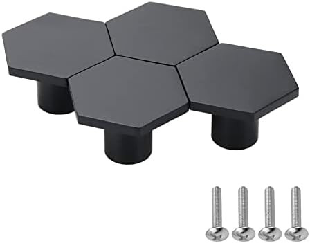 Coshar 4 Pack Solid Brass Hexagon Cabinet Knobs 1.3" Diameter Matt Black Kitchen Drawer Knobs Dec... | Amazon (US)