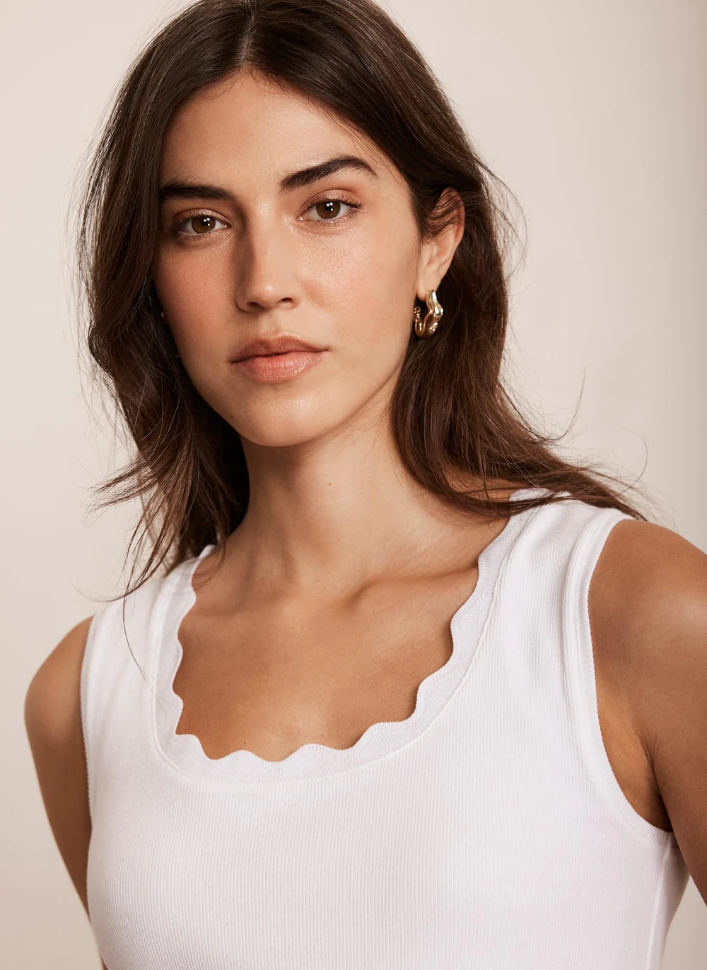 White Scallop Trim Vest Top | Mint Velvet - US