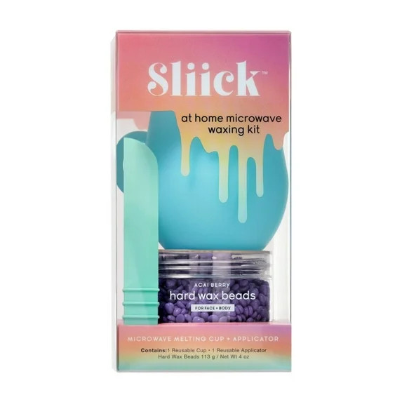 Sliick Acai Berry Microwave Wax Beads Kit For At Home Face and Body Hair Removal, 4 oz | Walmart (US)